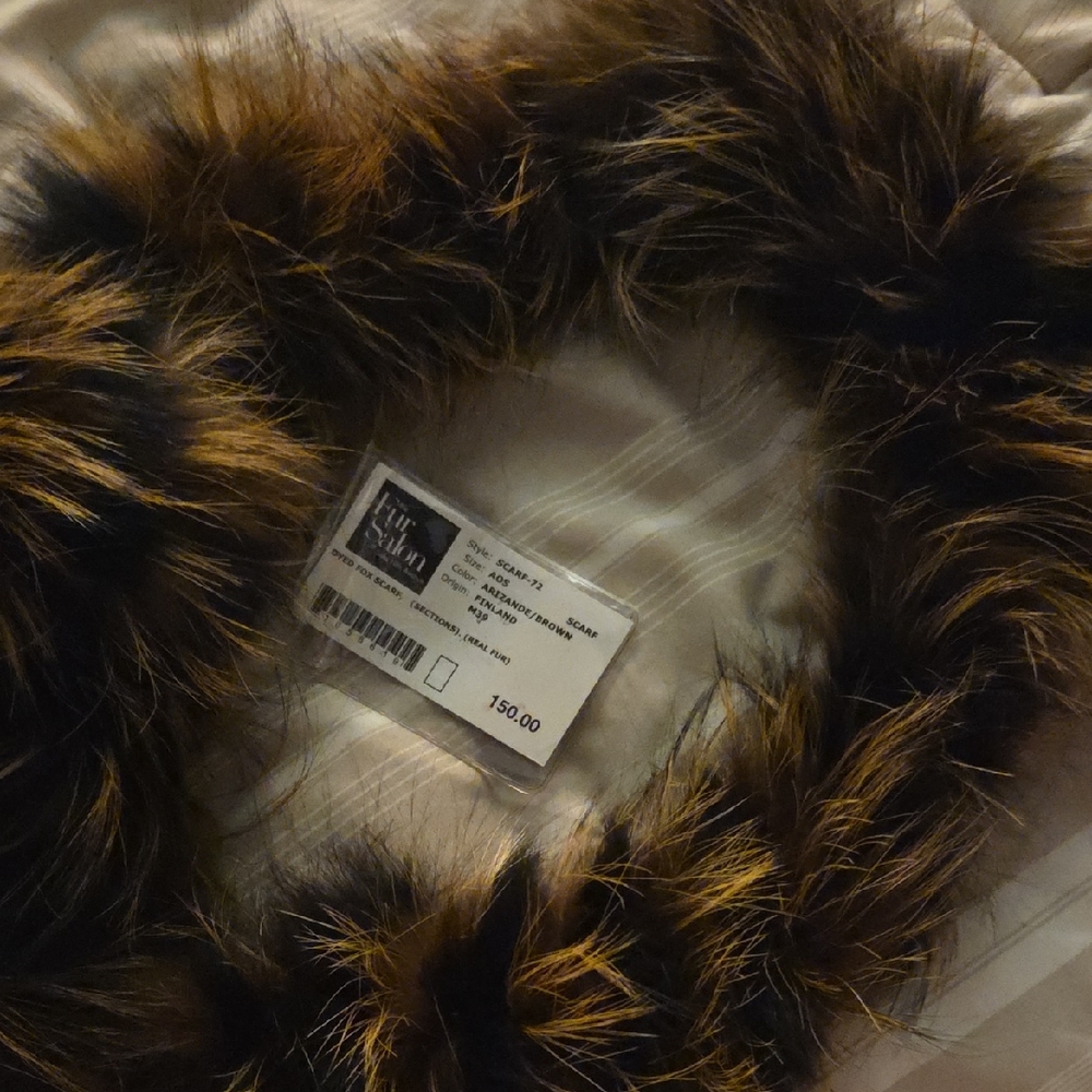 Dyed Fox Scarf in Brown and Black By Sak's Fifth Avenue.